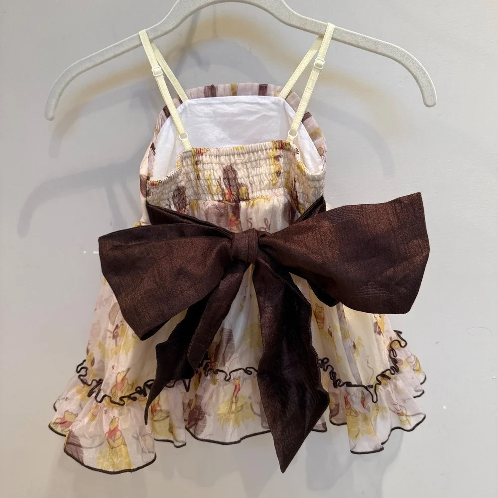 Oh Shana! Winnie the Pooh Dress and Bloomers Set 2T Cream Yellow Back Bow